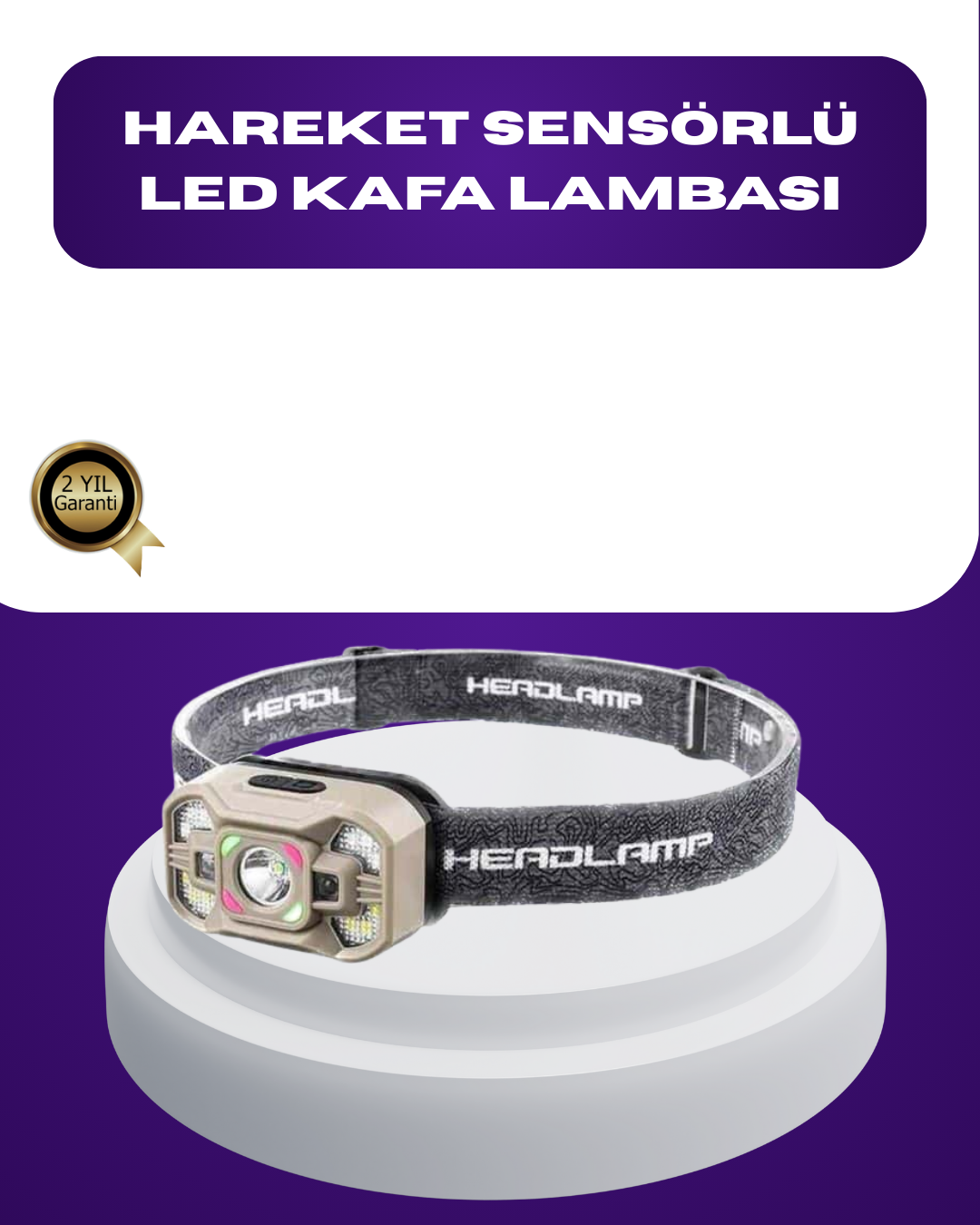 1-111 Wave Sensörlü LED Kafa Lambası Şarjlı Ayarlanabilir Işık - Vipsepet - Görsel 1
