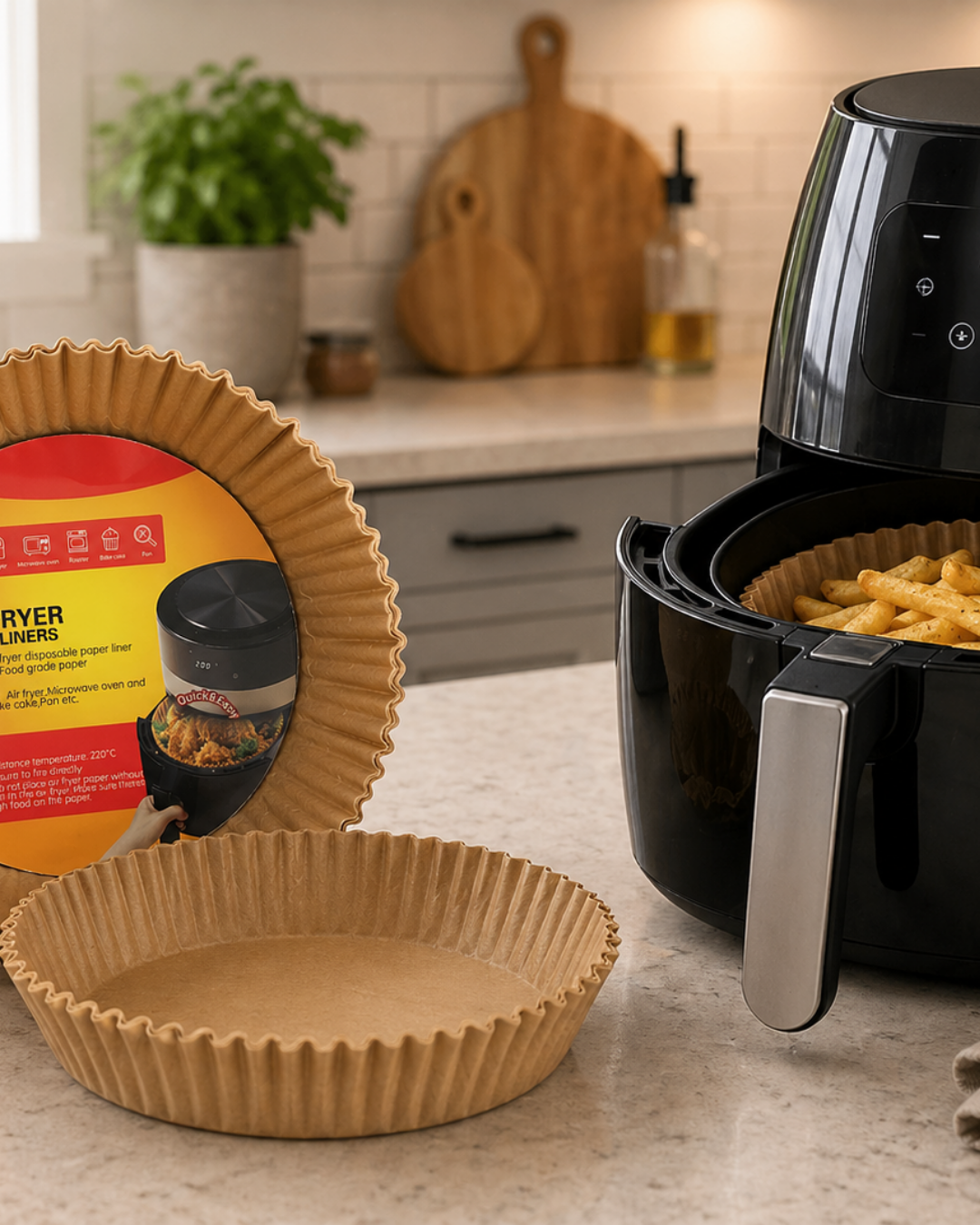 1-112 100 Lü Airfryer Kağıdı Yağ Geçirmez Yapışmaz Pişirme Kağıdı - Vipsepet - Görsel 1