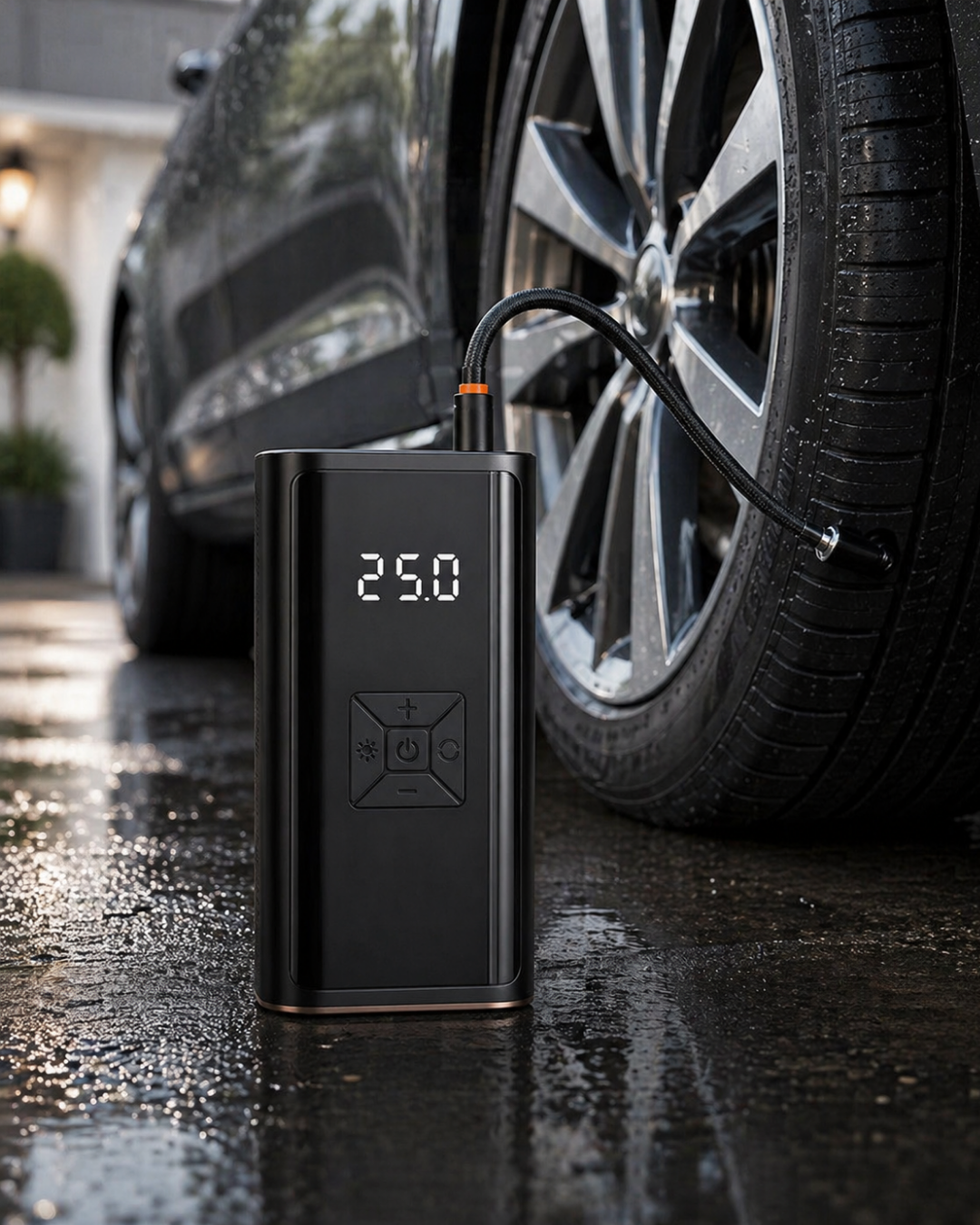 1-113 Kablosuz Lastik Şişirme Kompresörü Dijital Ekranlı Powerbank Özellikli Hava Pompası - Vipsepet - Görsel 1