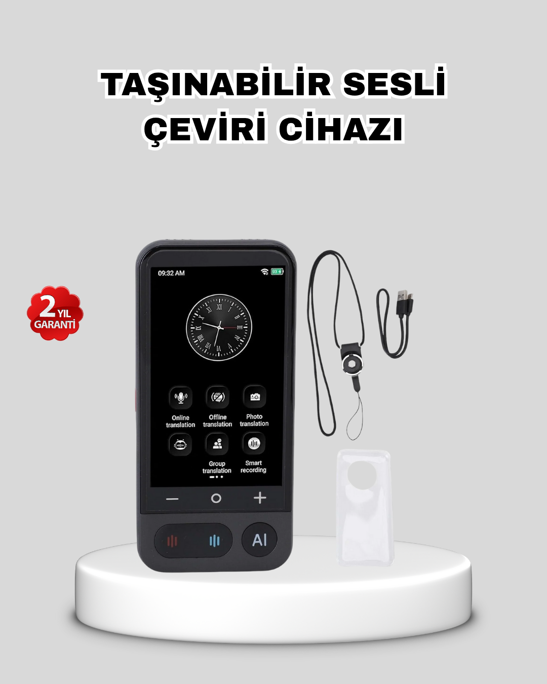 1-115 Taşınabilir Akıllı Sesli Çeviri Cihazı – 139 Dil Desteği, Dokunmatik Ekran - Vipsepet - Görsel 1