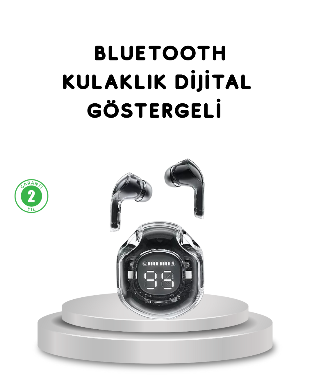 1-118 Bluetooth 5.3 Kablosuz Kulaklık HiFi Stereo ve Ekstra Bass Dijital Ekranlı - vipsepet - Görsel 1