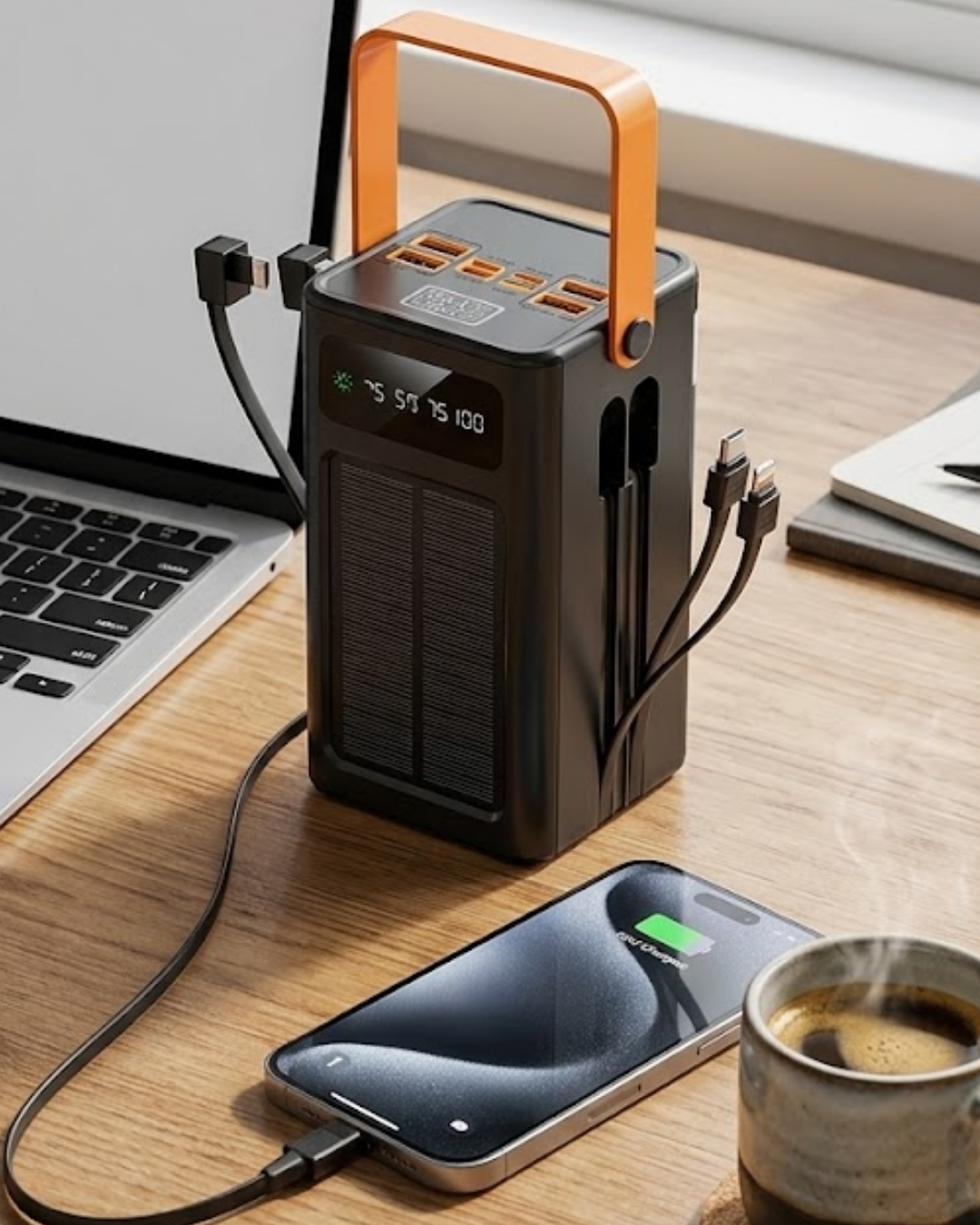 1-118 Güneş Enerjili Taşınabilir Powerbank Yüksek Kapasiteli Hızlı Şarj Özellikli - vipsepet - Görsel 1