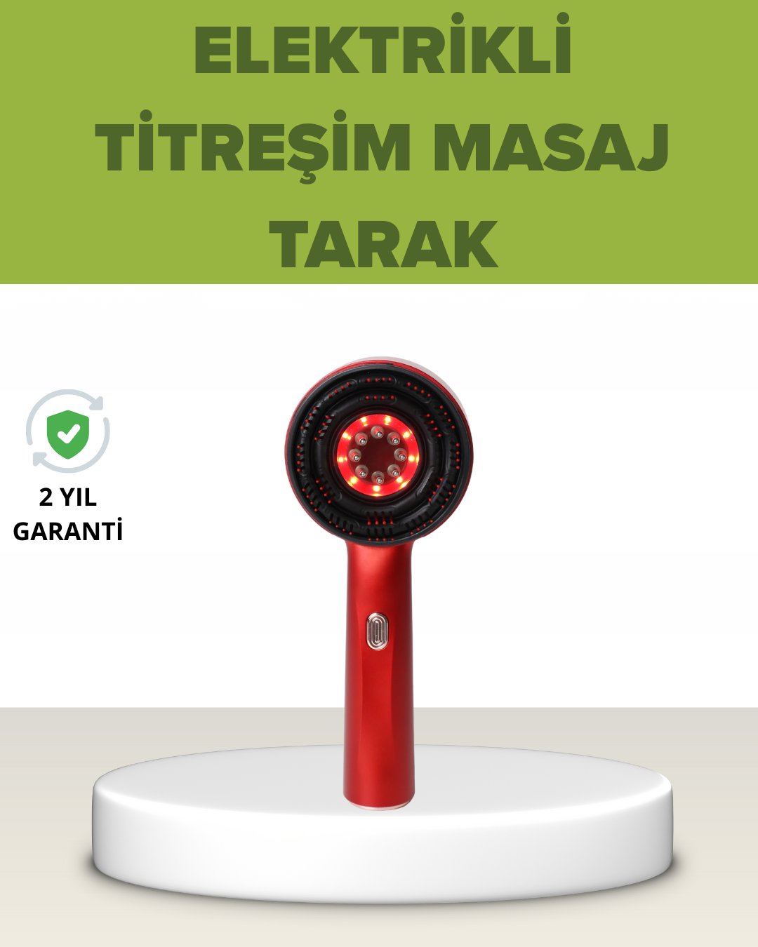 1-118 Elektrikli Titreşim Masaj Tarak Kırmızı Işık Terapi - Vipsepet - Görsel 1