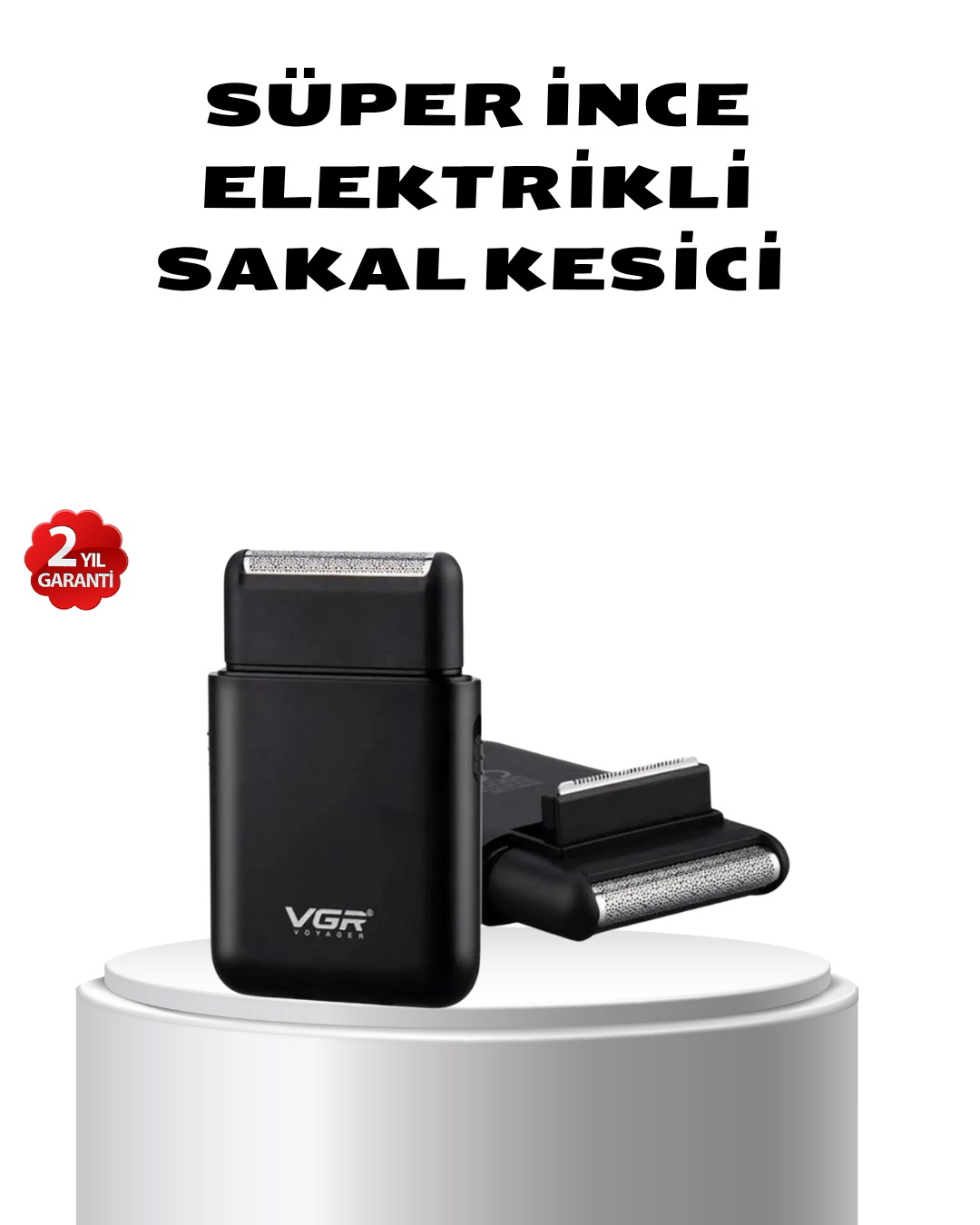 1-119 Elektrikli Tıraş Makinesi Çift Başlıklı Ultra İnce Tasarım - vipsepet - Görsel 1