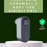 Termal Akım Korumalı 3 USB'li Güvenli Priz – Akıllı Akım Dengeleme - Vipsepet