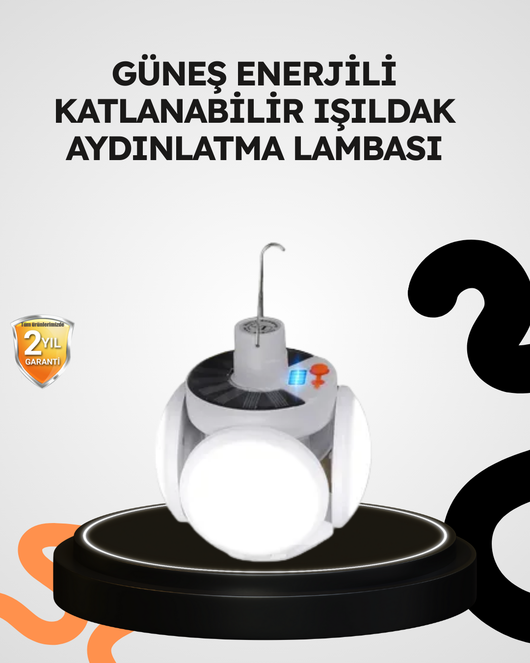 1-120 Güneş Enerjili Katlanabilir 5 Kanatlı Solar Bahçe Lambası - Vipsepet - Görsel 1