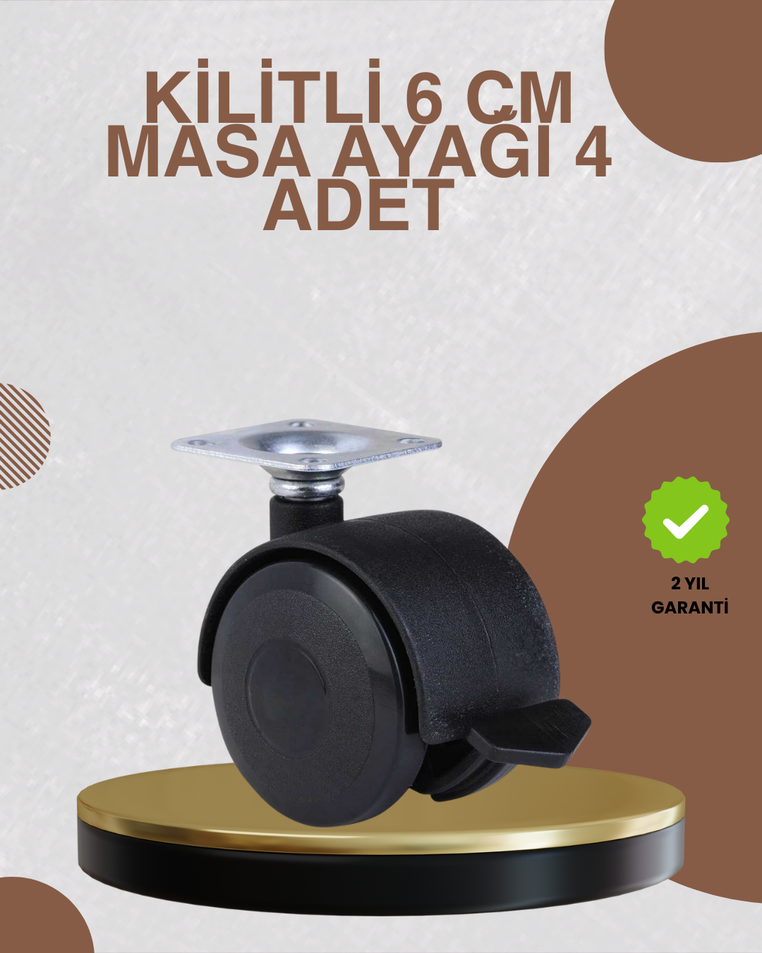 1-121 Kilitli Mobilya Ayağı 6 cm 4’lü Set Zemin Korumalı - Vipsepet - Görsel 1