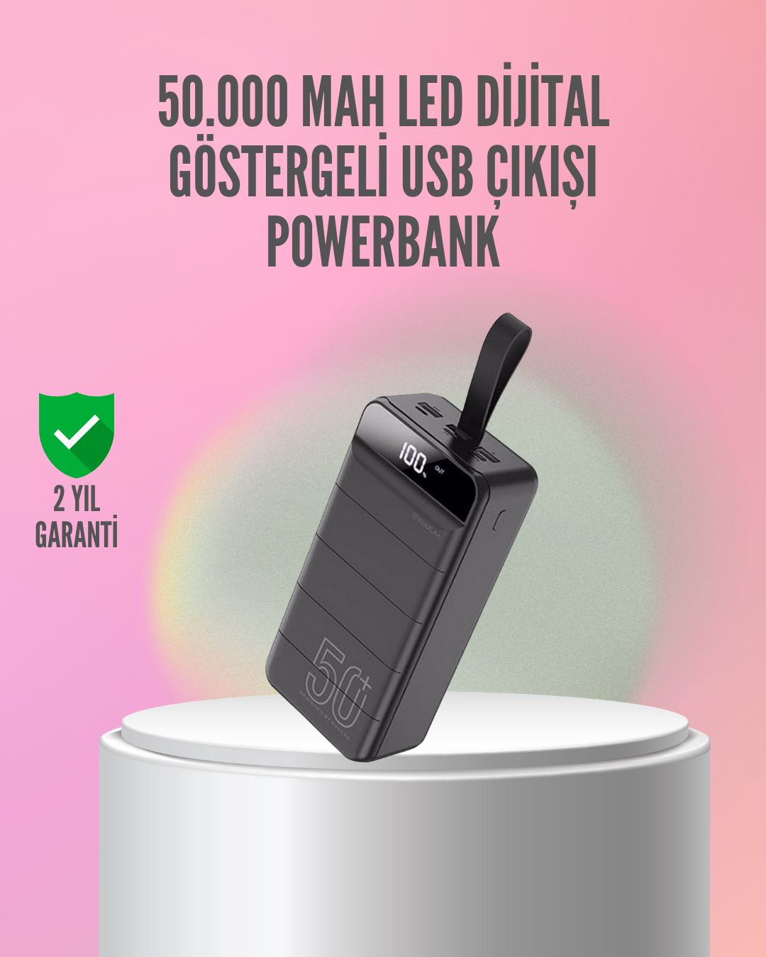1-123 50.000 mAh Ultra Güçlü Powerbank 4 USB Çıkışlı, LED Dijital Göstergeli, Hızlı Şarj Destekli Taşınabilir Şarj Cihazı - vipsepet - Görsel 1