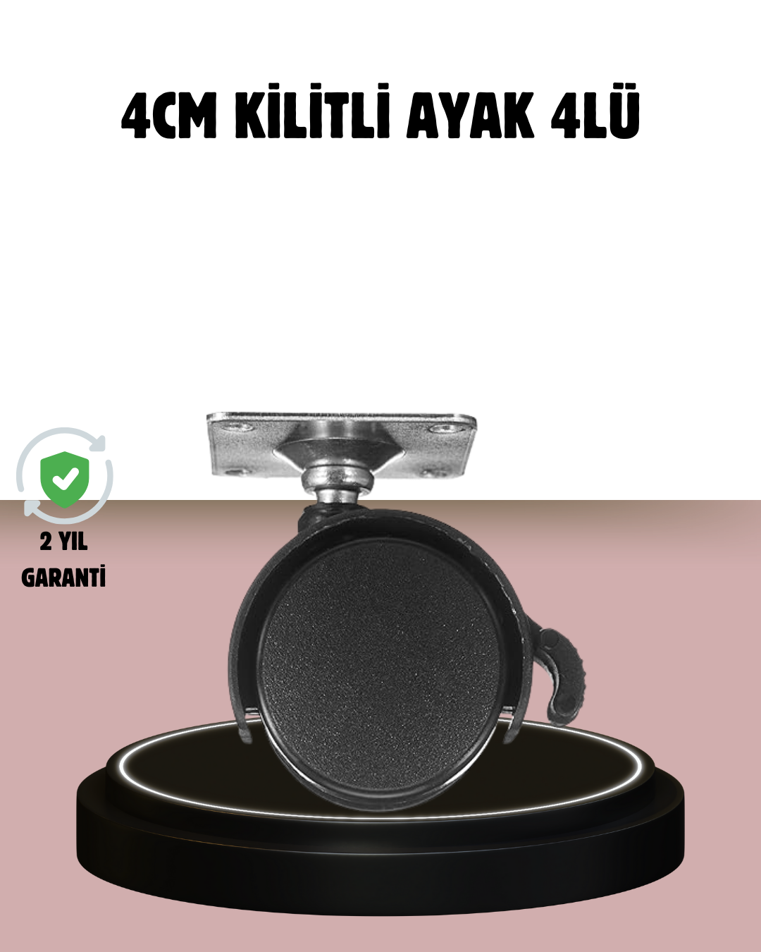1-124 Kilitli 4 cm Tekerlek Ayak 4’lü Set Zemin Koruyucu - Vipsepet - Görsel 1