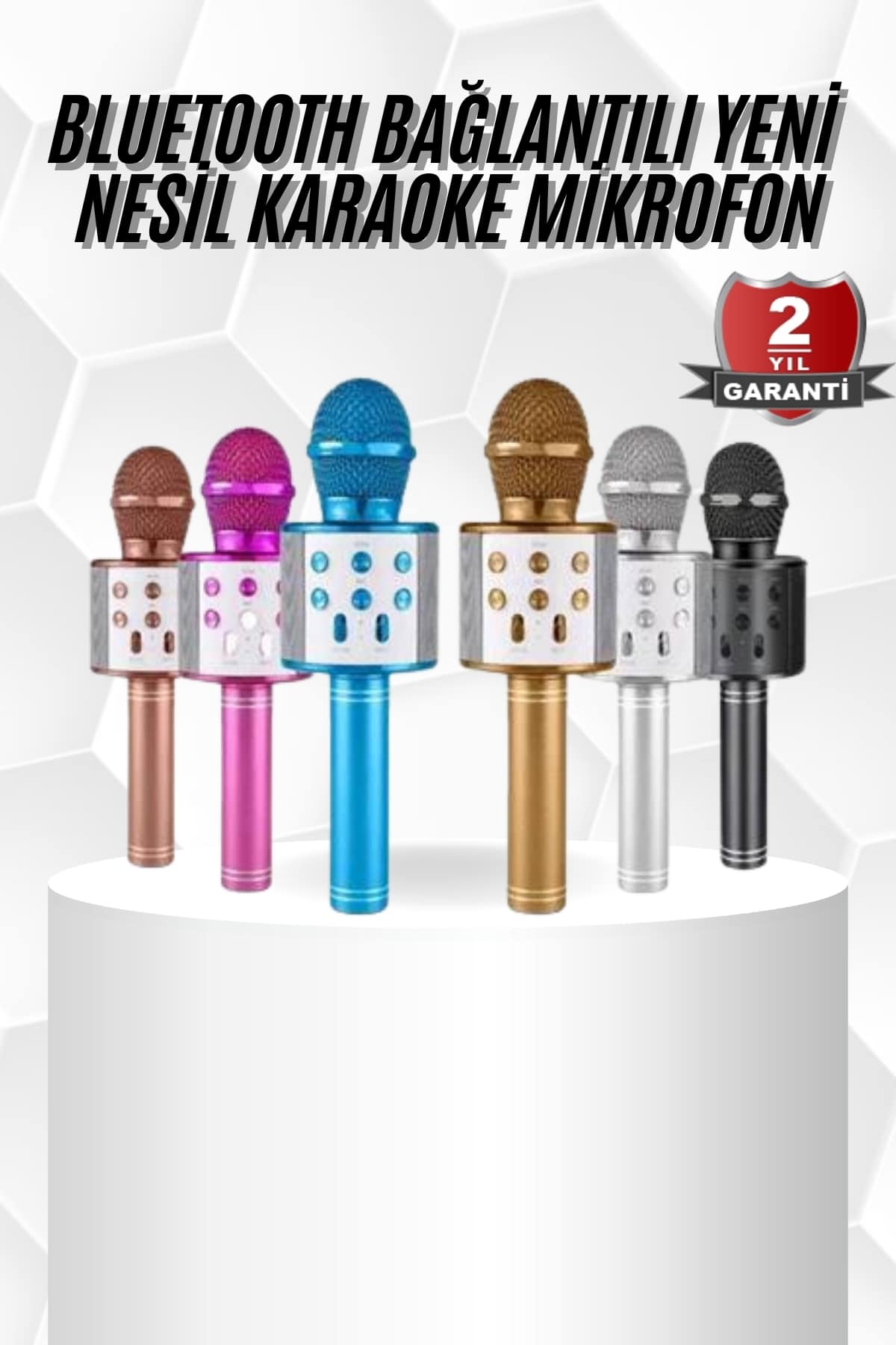 1-128 Karaoke Mikrofon Bluetooth Bağlantılı Aux Girişli Uzun Pil Ömrü Yüksek Ses Kaliteli - Vipsepet - Görsel 1