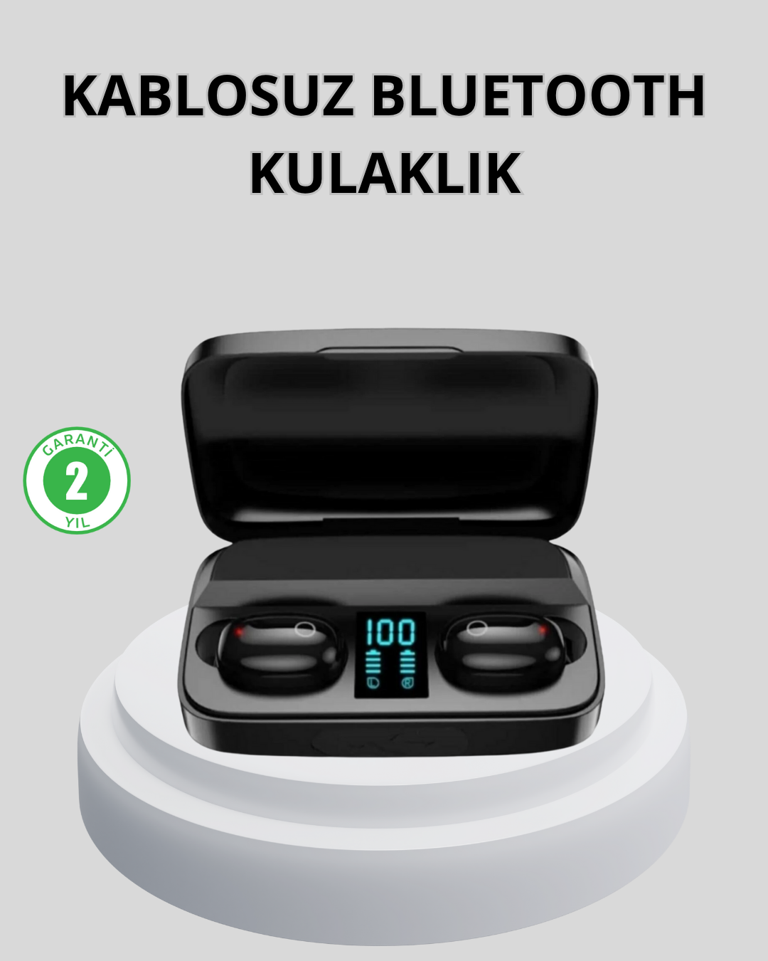 1-128 TWS Bluetooth Kulaklık 1800mAh Şarj Kutulu Dijital Ekranlı - vipsepet - Görsel 1