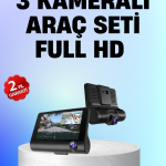 Full HD 1080P 3 Kameralı Araç DVR – Gece Görüşlü ve G-Sensörlü Güvenlik Çözümü - Vipsepet