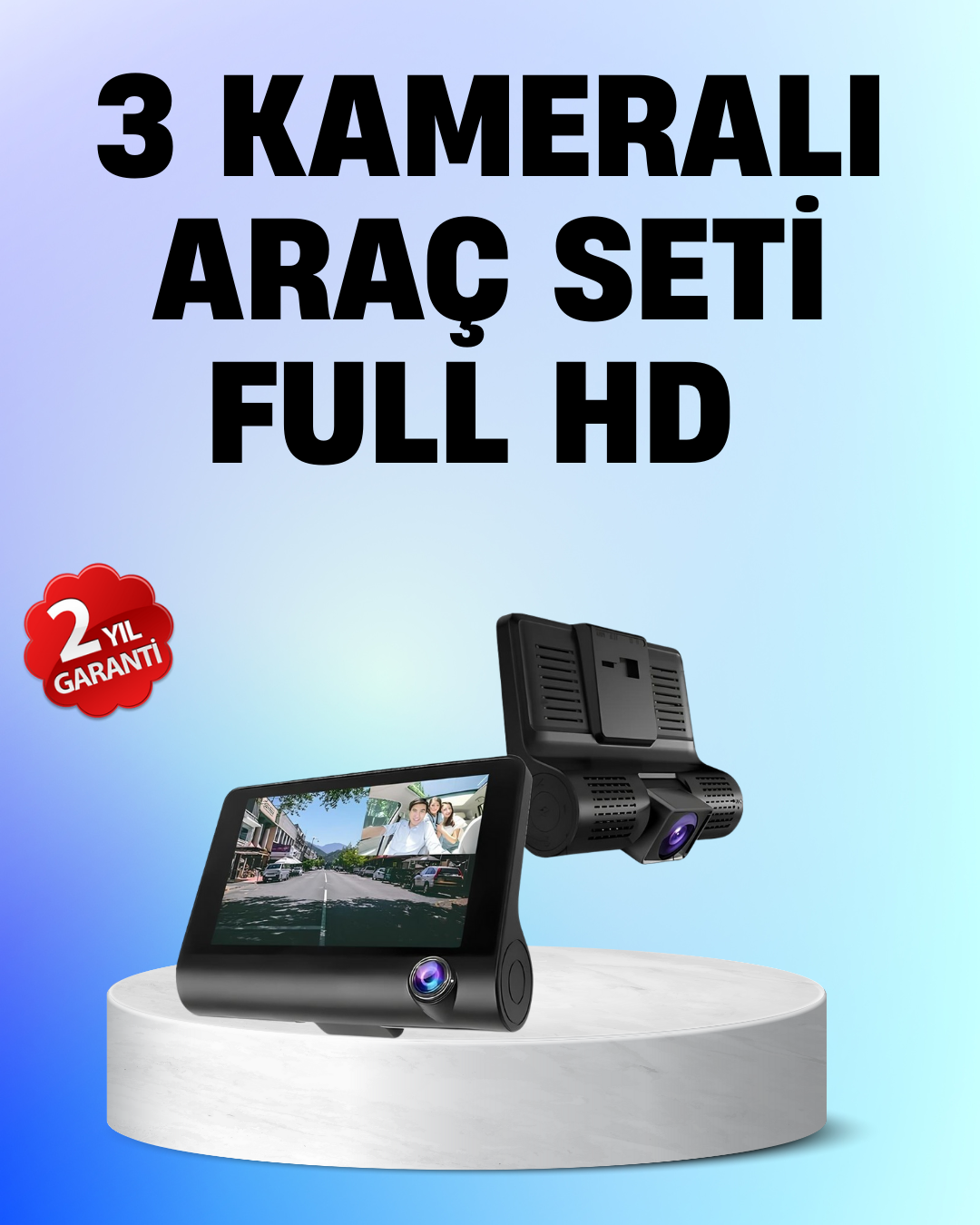 1-128 Full HD 1080P 3 Kameralı Araç DVR – Gece Görüşlü ve G-Sensörlü Güvenlik Çözümü - Vipsepet - Görsel 1
