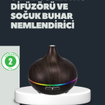 550ML Ultrasonik Hava Nemlendirici ve Aromaterapi Difüzörü - Vipsepet