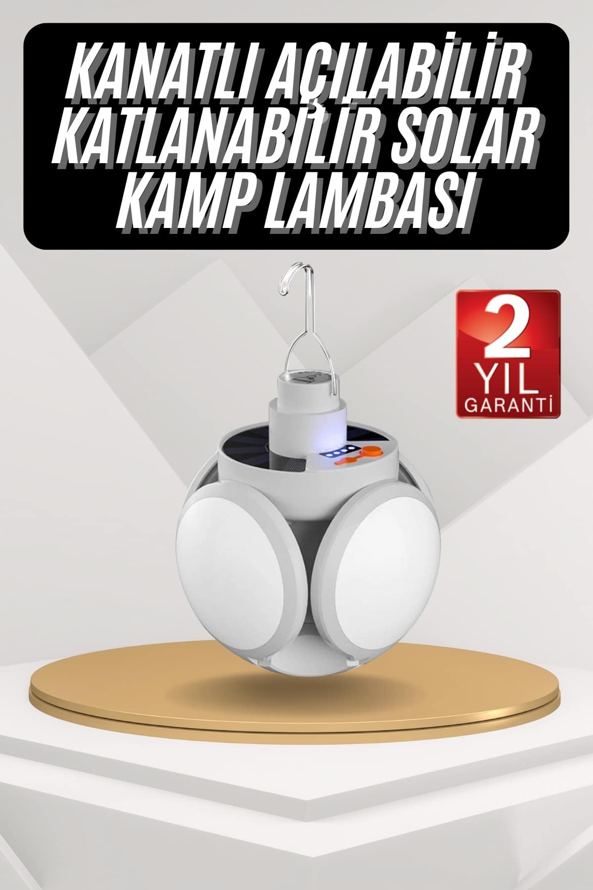 1-133 Kamp Lambası Güneş Enerjili Solar 5 Kanatlı Katlanır Lamba Karavan - Vipsepet - Görsel 1