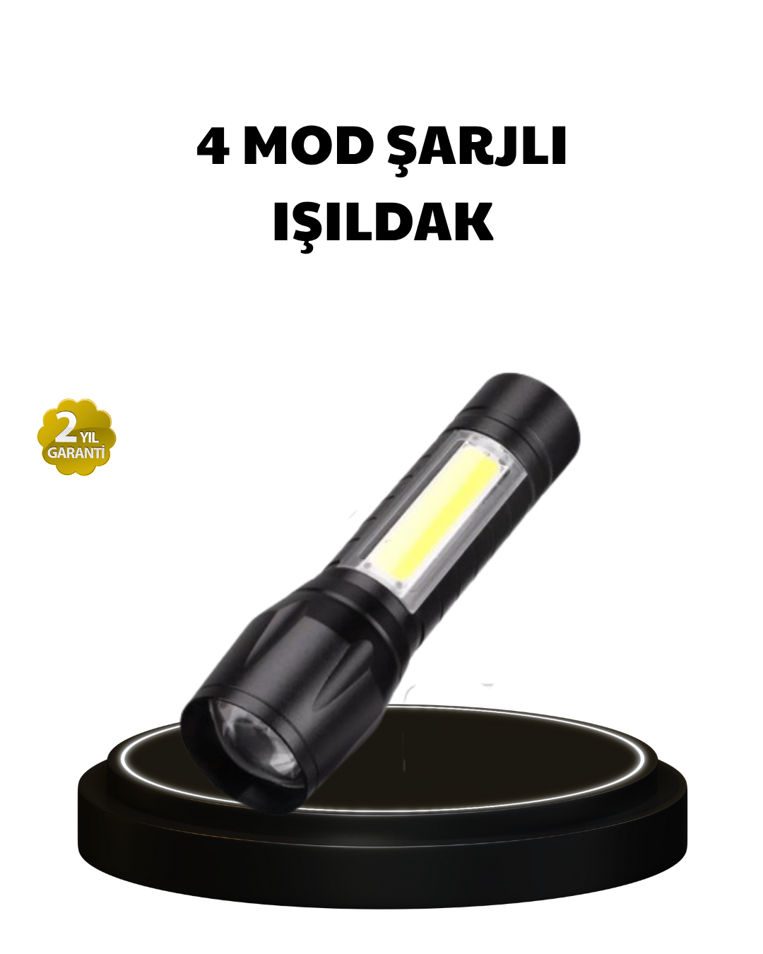 1-135 4 Mod Şarjlı Işıldak | Ultra Güçlü Cree LED | Su Geçirmez Alüminyum Gövde - Vipsepet - Görsel 1