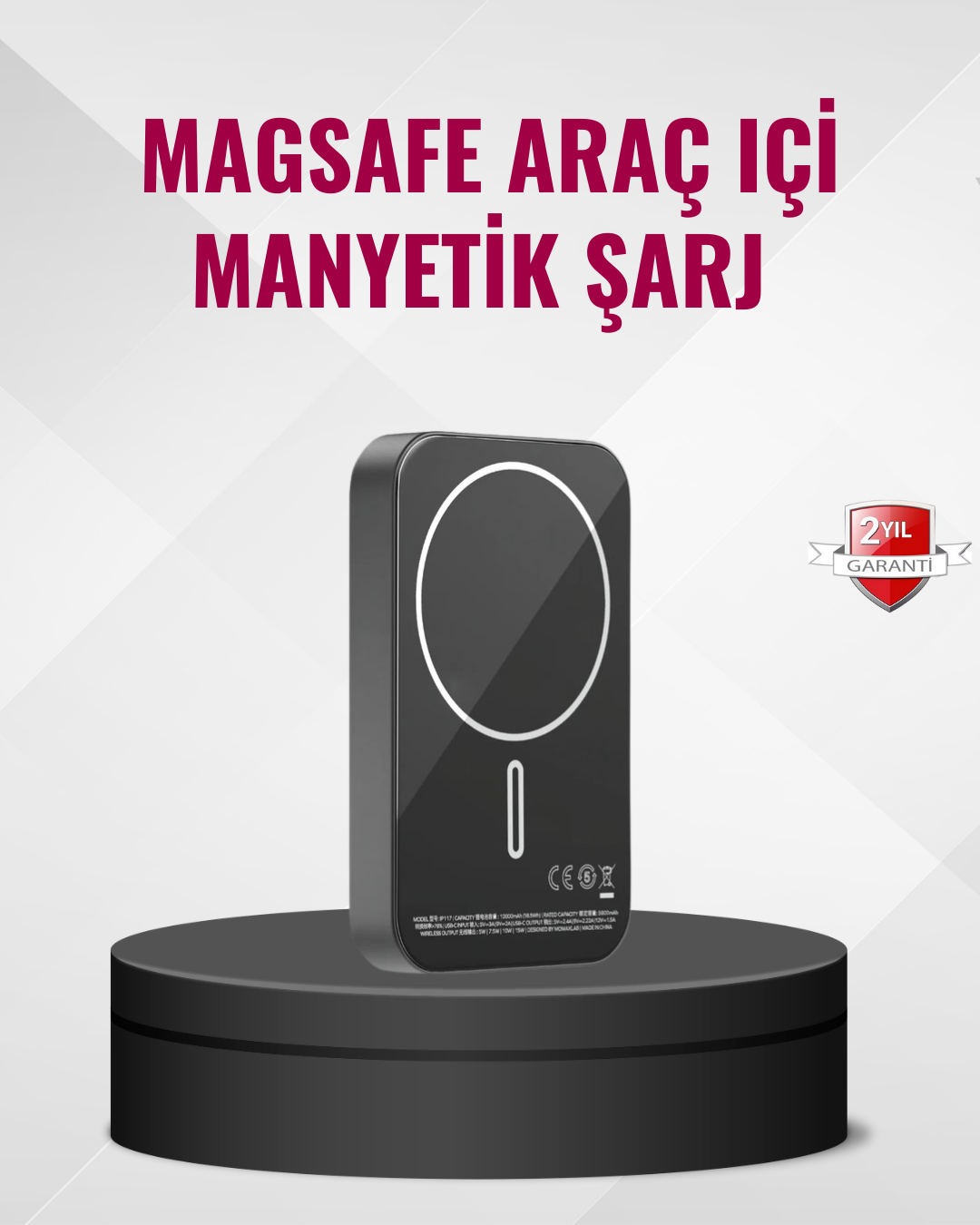 1-137 MagSafe Araç Telefon Tutucu 15W Hızlı Şarj Type-C Girişli - vipsepet - Görsel 1