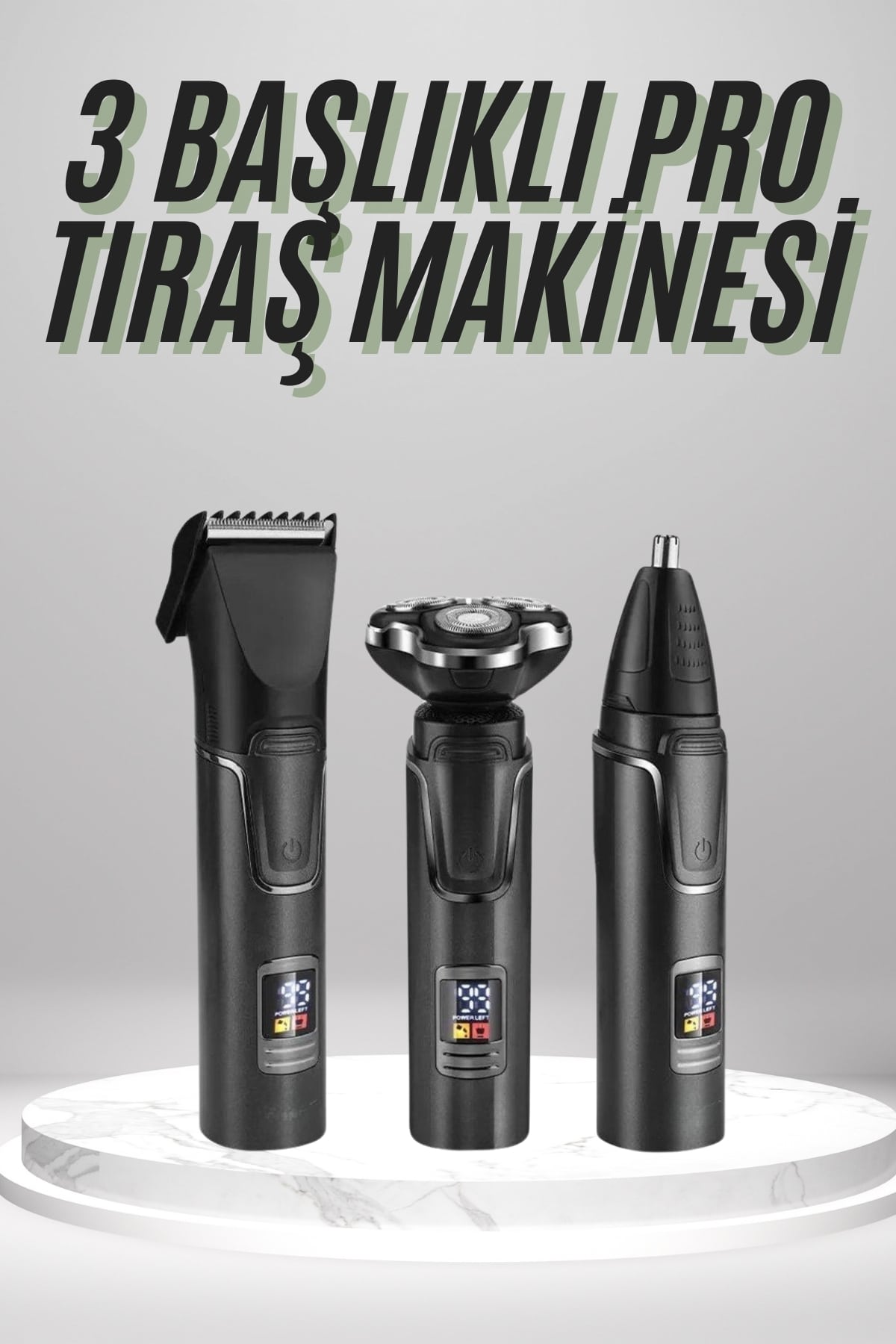 1-14 Dijital Göstergeli 3 Başlıklı Tıraş Makinesi Islak Kuru Lazer Öncesi Günlük - vipsepet - Görsel 1