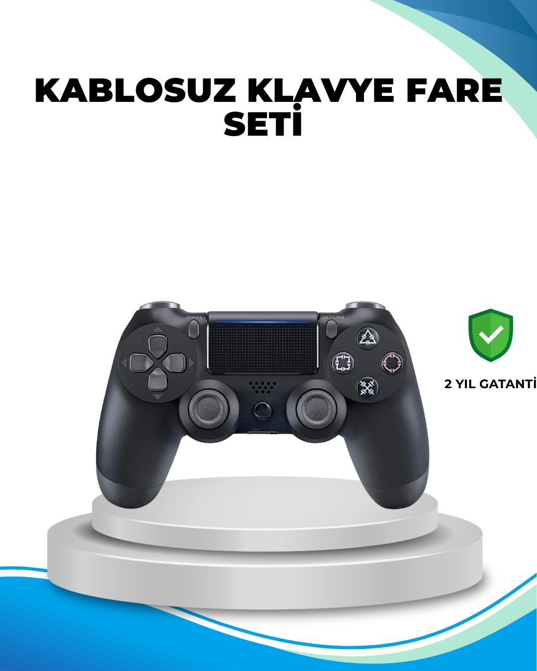1-142 Kablosuz PS4 Oyun Kolu Çift Motor Titreşimli Uzun Bataryalı - Vipsepet - Görsel 1
