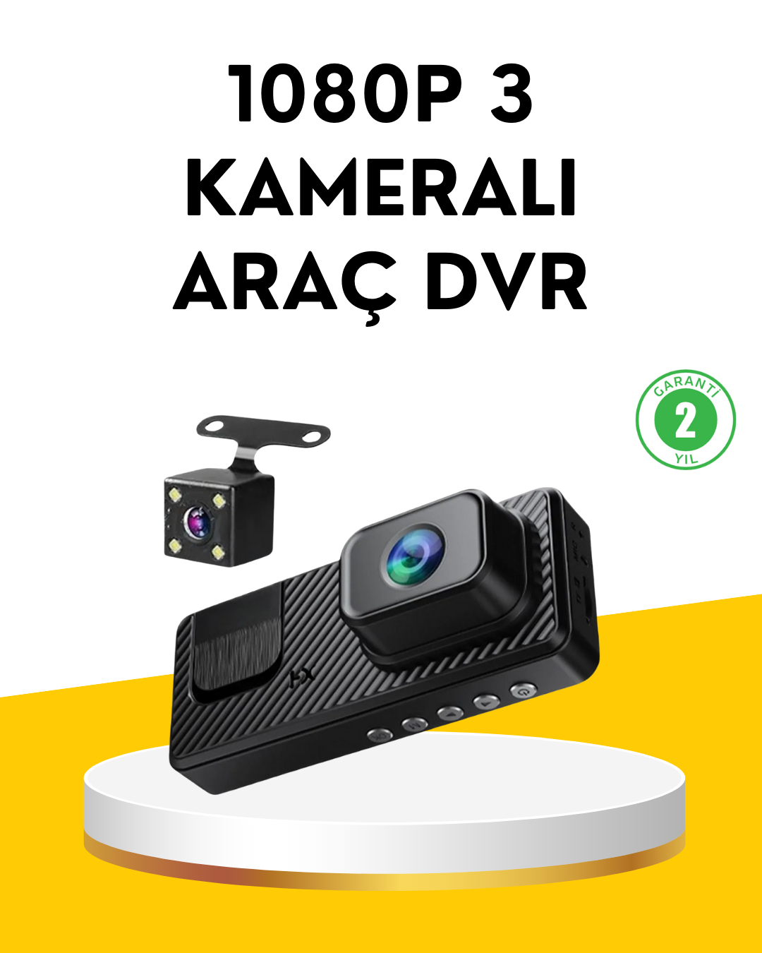 1-148 3 Kameralı Araç İçi DVR Kayıt Cihazı Ön İç Arka Kamera Full HD - Vipsepet - Görsel 1