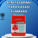 Kırmızı ATM Tasarımlı Şifreli Para Kasası Kumbara - Vipsepet