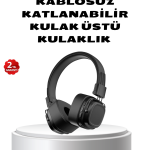 Kablosuz Kulak Üstü Bluetooth Kulaklık Güçlü Bas ve Katlanabilir Tasarım - vipsepet