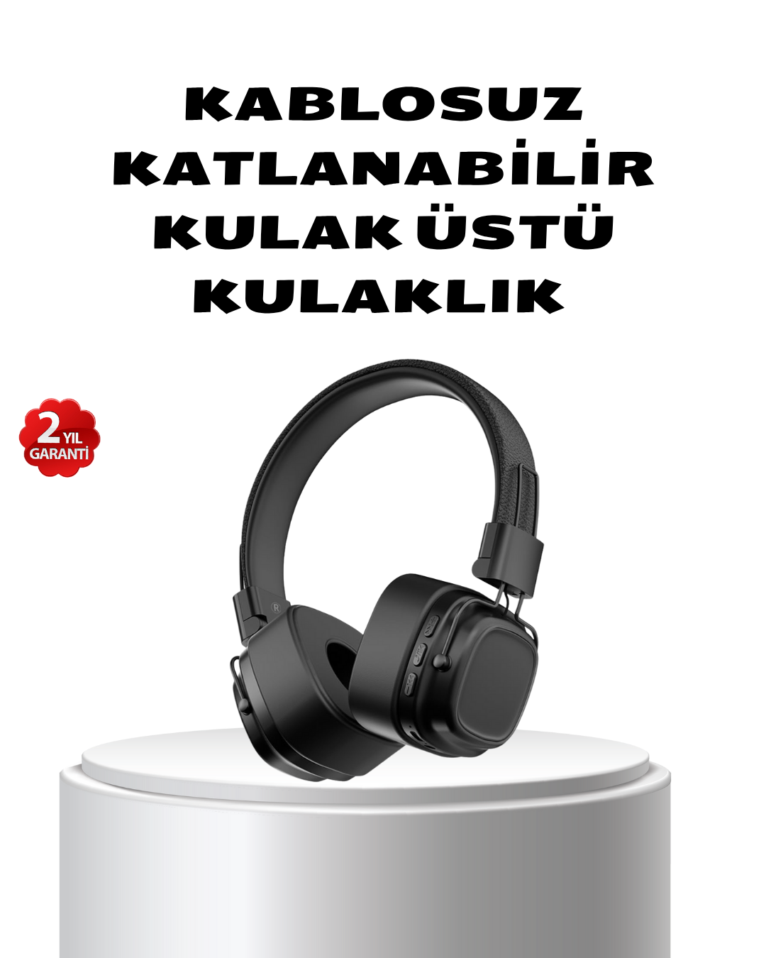 1-15 Kablosuz Kulak Üstü Bluetooth Kulaklık Güçlü Bas ve Katlanabilir Tasarım - vipsepet - Görsel 1