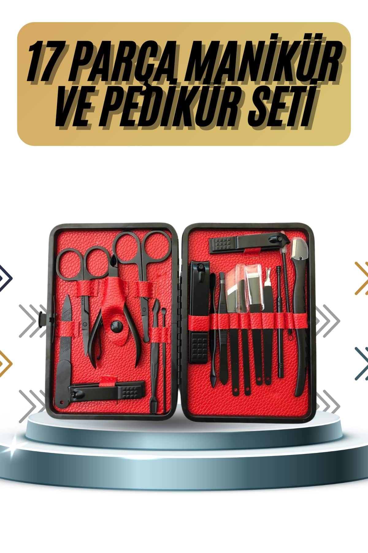 1-160 17 Parça Manikür Pedikür Seti El Ayak Bakım Seti Tırnak Makası Törpü - Vipsepet - Görsel 1