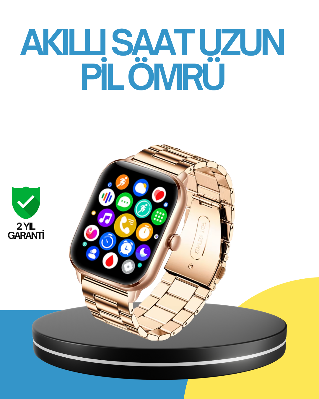 1-161 AMOLED Ekranlı Türkçe Menülü Akıllı Saat Bluetooth Görüşmeli - Vipsepet - Görsel 1