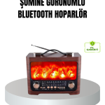 Solar Şarjlı Şömine Alev Efektli Bluetooth Hoparlör 7W Taşınabilir Ses Sistemi - Vipsepet