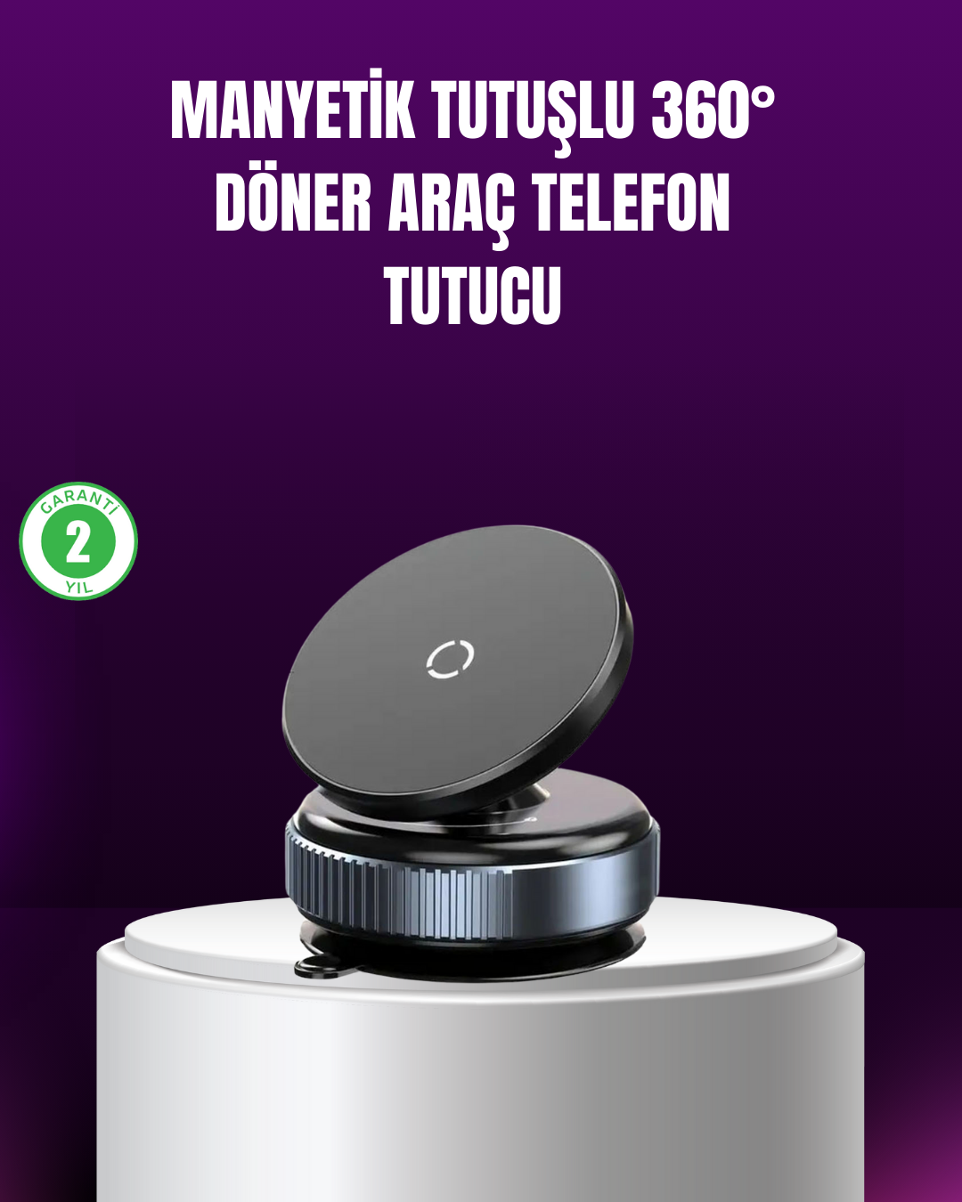 1-163 Araç İçi Manyetik Telefon Tutucu 360° Döner Vakumlu Stand - Vipsepet - Görsel 1