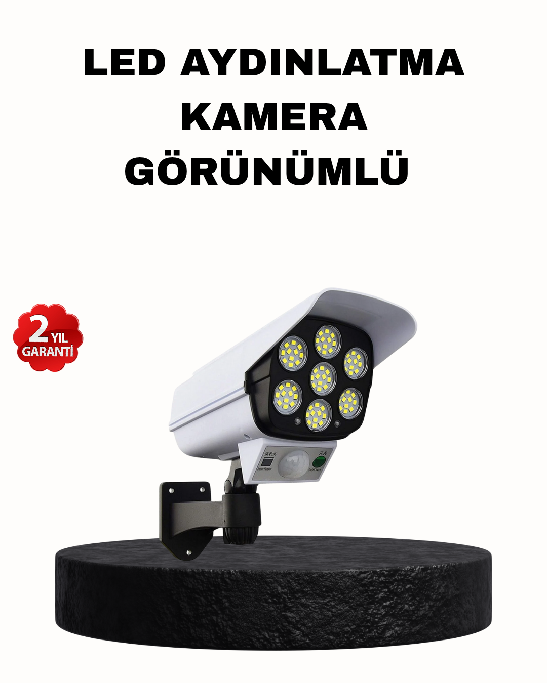 1-163 Güneş Enerjili Güvenlik Işığı Dış Mekan 5 Eksen Ayarlı ve PIR Hareket Sensörlü - Vipsepet - Görsel 1