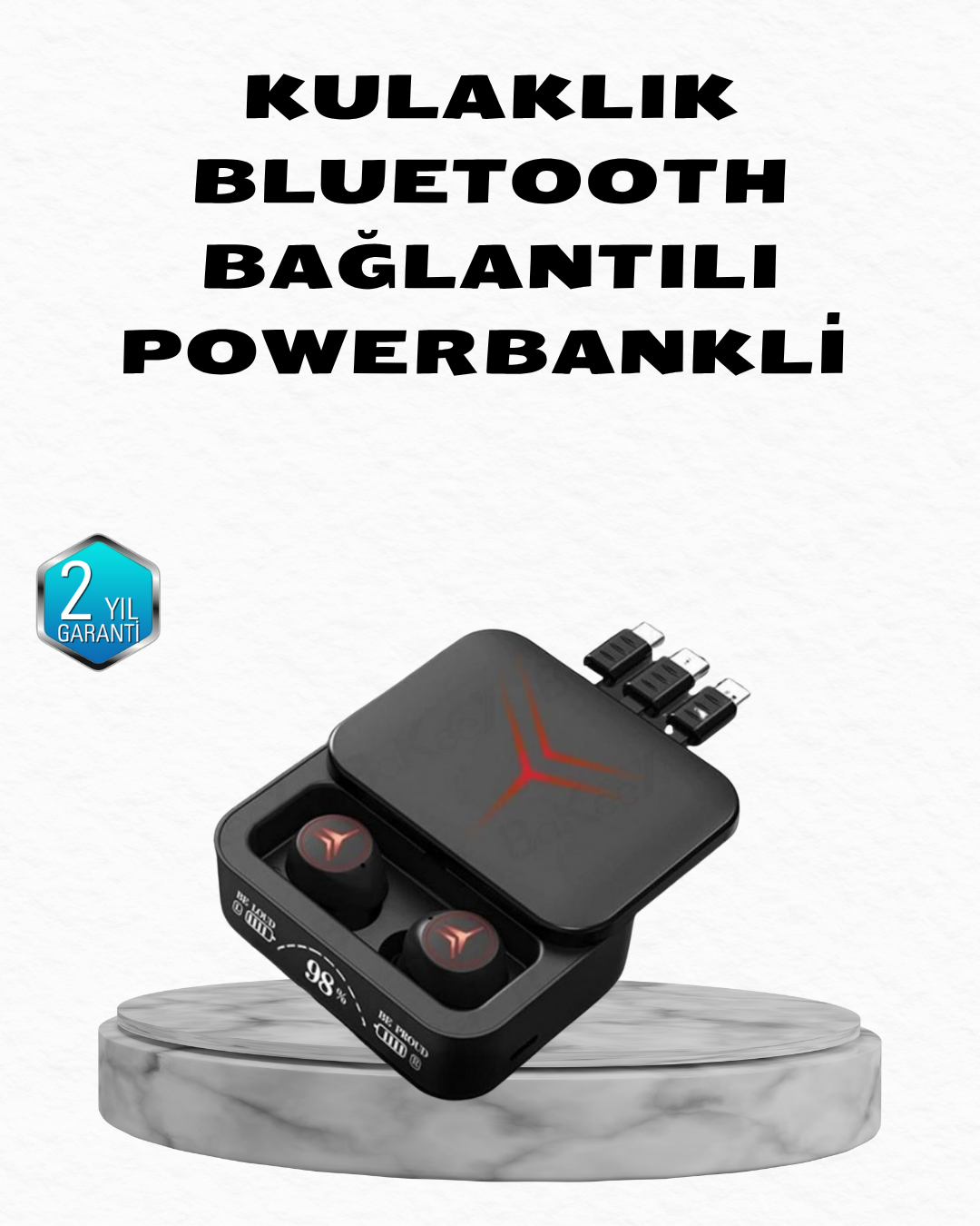 1-163 Powerbank Özellikli Bluetooth Kablosuz Kulaklık – Dokunmatik Kontrol, Uzun Pil Ömrü, Ergonomik Tasarım - vipsepet - Görsel 1