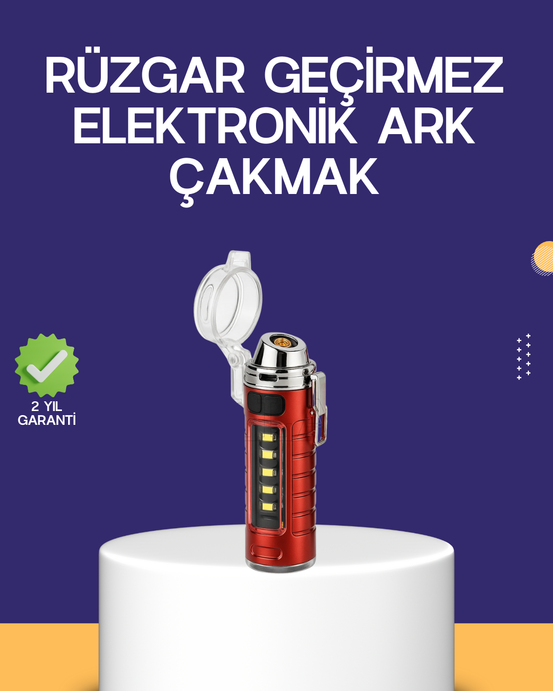 1-164 USB Şarjlı Rüzgar Geçirmez Elektrikli Çakmak El Fenerli - Vipsepet - Görsel 1