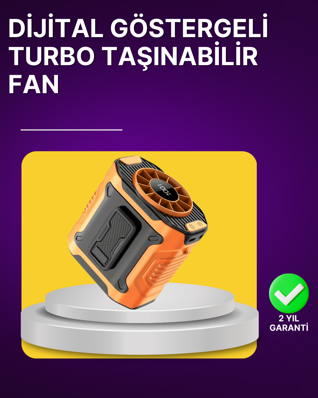 1-166 100 Kademeli Hız Ayarlı Taşınabilir Bel ve Boyun Fanı - Vipsepet - Görsel 1