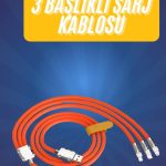 120W Silikon Metal Uçlu LED Işıklı 3 In1 Şarj Kablosu 1.2m - Vipsepet