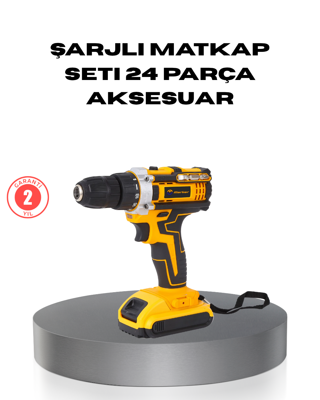 1-168 Çift Bataryalı Darbeli Şarjlı Matkap Seti – Metal Dişli, 24 Parça Aksesuar ve LED Işıklı - Vipsepet - Görsel 1