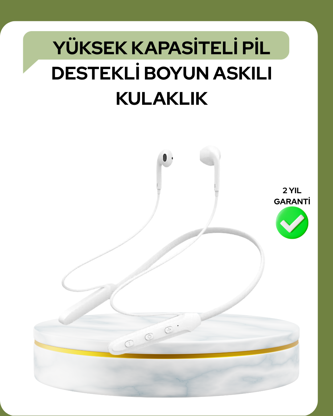 1-172 100 Saat Pil Ömrü Boyun Askılı Bluetooth Kablosuz Kulaklık - Vipsepet - Görsel 1
