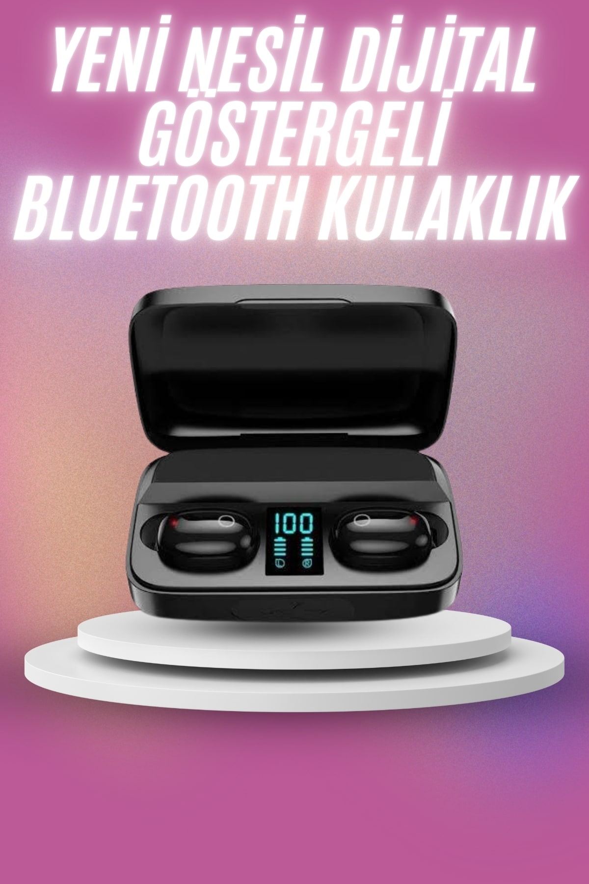 1-178 Kablosuz Bluetooth Kulaklık Android ve İOS Uyumlu Led Göstergeli Powerbankli - vipsepet - Görsel 1