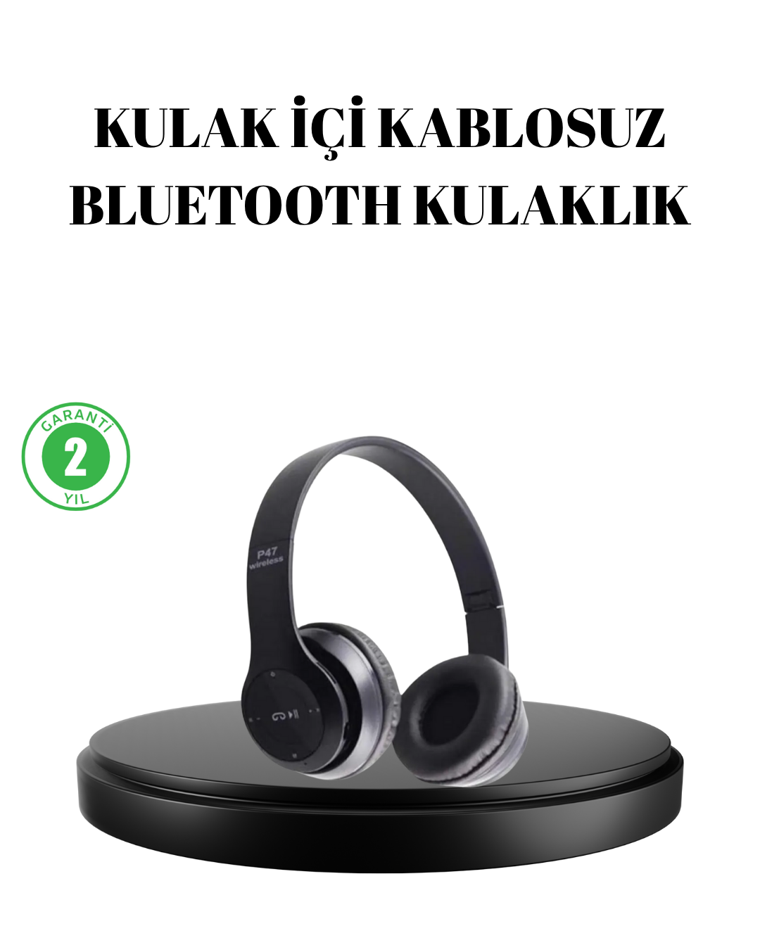 1-179 Bluetooth 5.0 Kablosuz Kulaklık – Extra Bass, TF Kart Desteği, 3.5mm AUX Girişli - vipsepet - Görsel 1