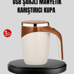 USB Şarjlı Manyetik Karıştırıcı Kupa Otomatik Karıştırma Paslanmaz Çelik - Vipsepet