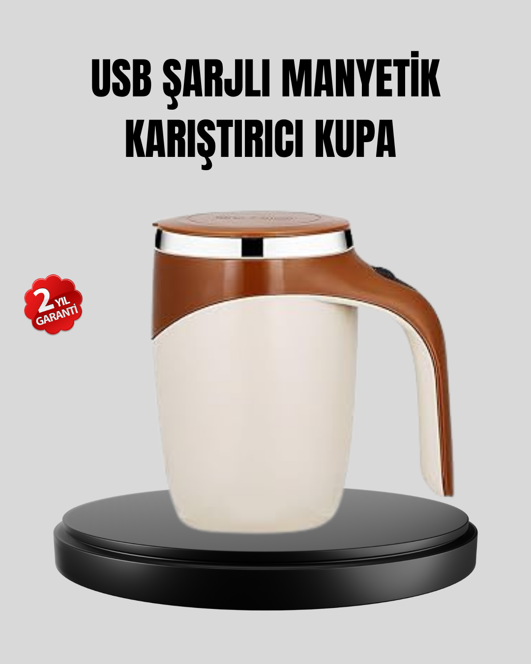 1-181 USB Şarjlı Manyetik Karıştırıcı Kupa Otomatik Karıştırma Paslanmaz Çelik - Vipsepet - Görsel 1
