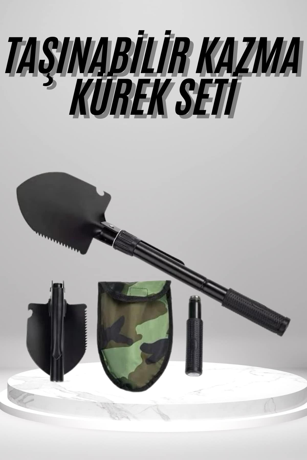 1-184 Pusulalı Katlanabilen Portatif Çantalı Mini Kazma Kürek Seti - Vipsepet - Görsel 1