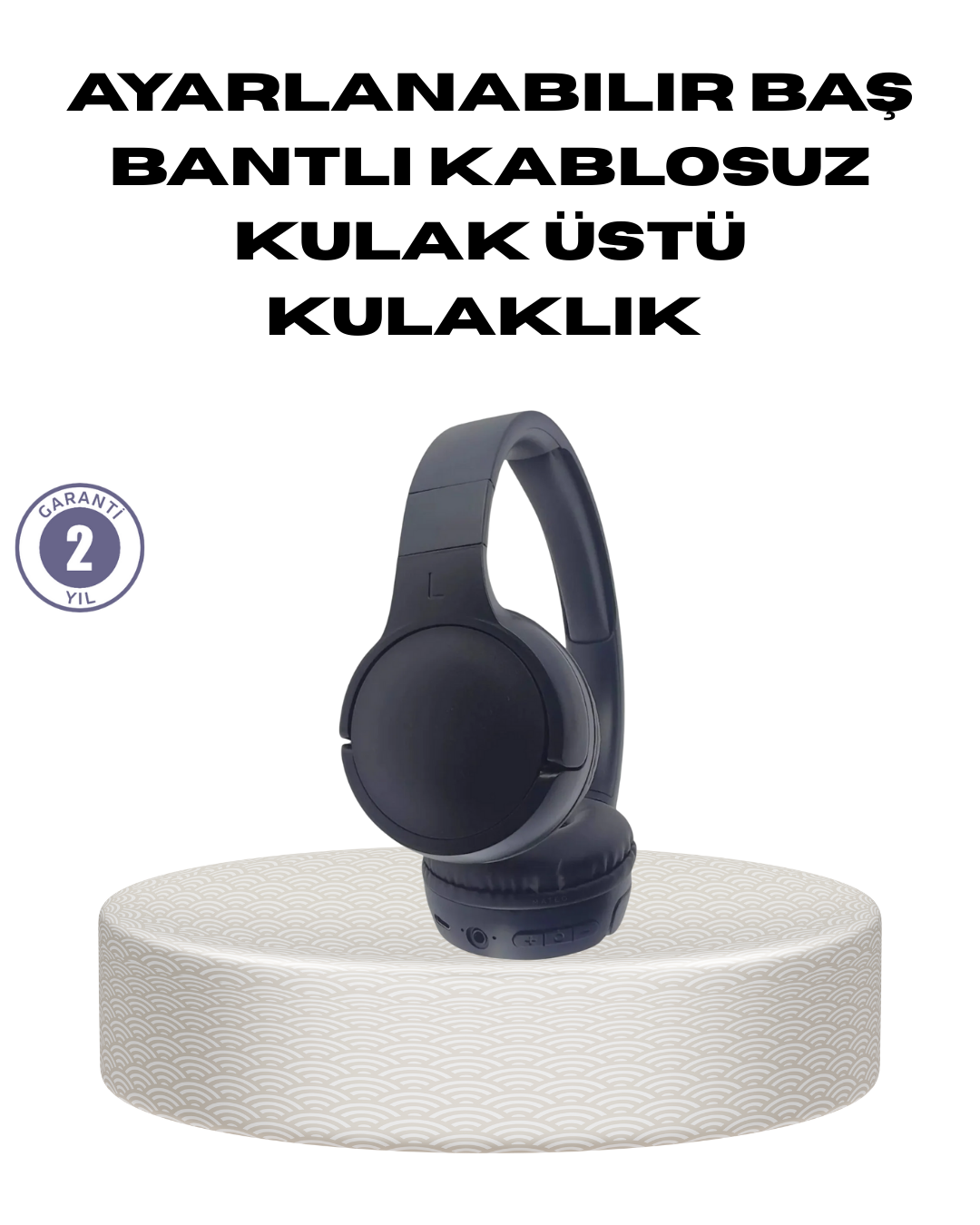 1-187 Bluetooth 5.0 Siyah Kablosuz Kulaklık 18 Saat Batarya Katlanabilir Tasarım - vipsepet - Görsel 1