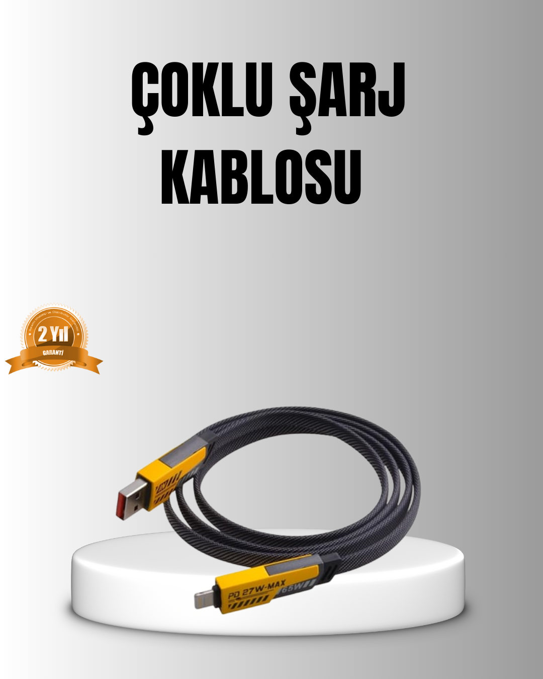 1-189 65W 4’ü 1 Arada Örgülü Hızlı Şarj Kablosu USB-C USB-A Çoklu Şarj Dayanıklı - Vipsepet - Görsel 1