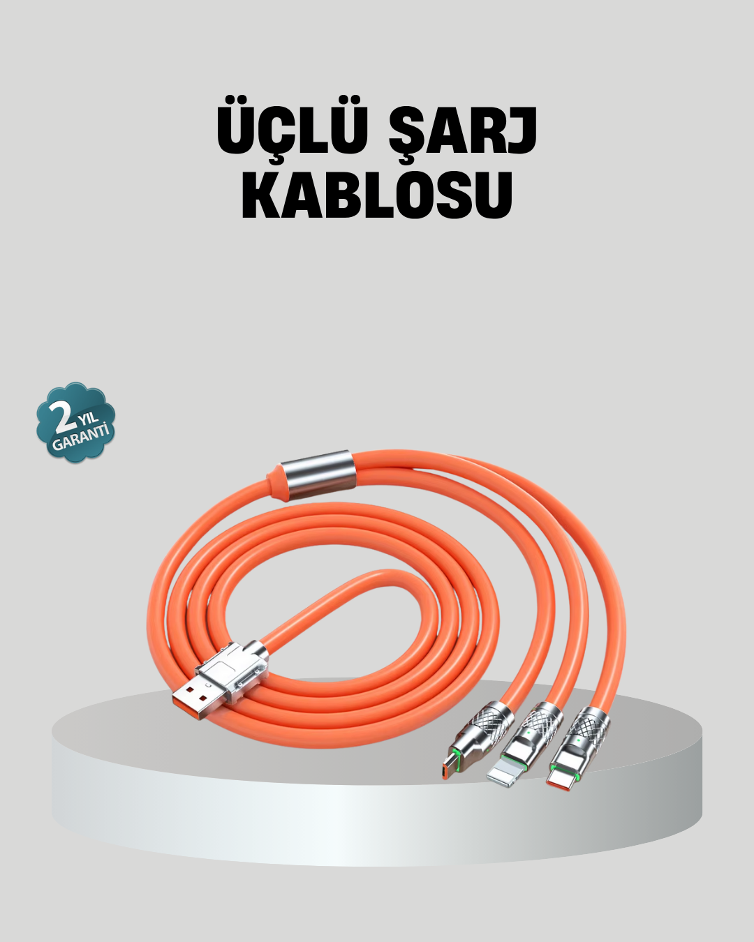 1-197 ÜÇLÜ Şarj Kablosu – Yüksek Hızlı, Dayanıklı ve Uzun Ömürlü - Vipsepet - Görsel 1