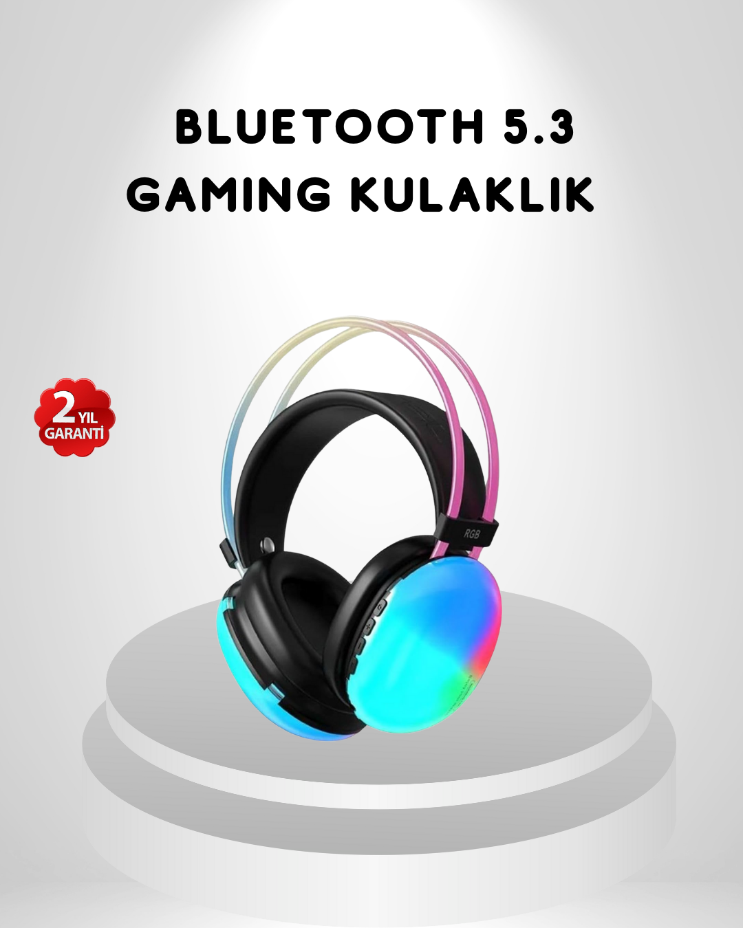 1-197 RGB Işıklı Kablosuz Kulaklık Bluetooth 5.3 800mAh Ergonomik IPX4 Dayanıklı - Vipsepet - Görsel 1