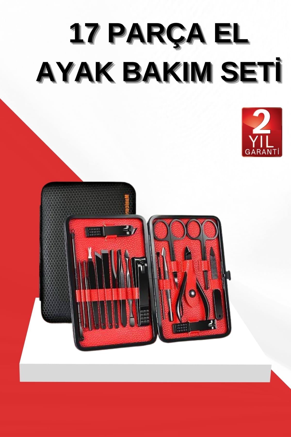 1-2 17 Parça Manikür Seti El ve Ayak Bakımı Törpü Cımbız Tırnak Temizleme - Vipsepet - Görsel 1