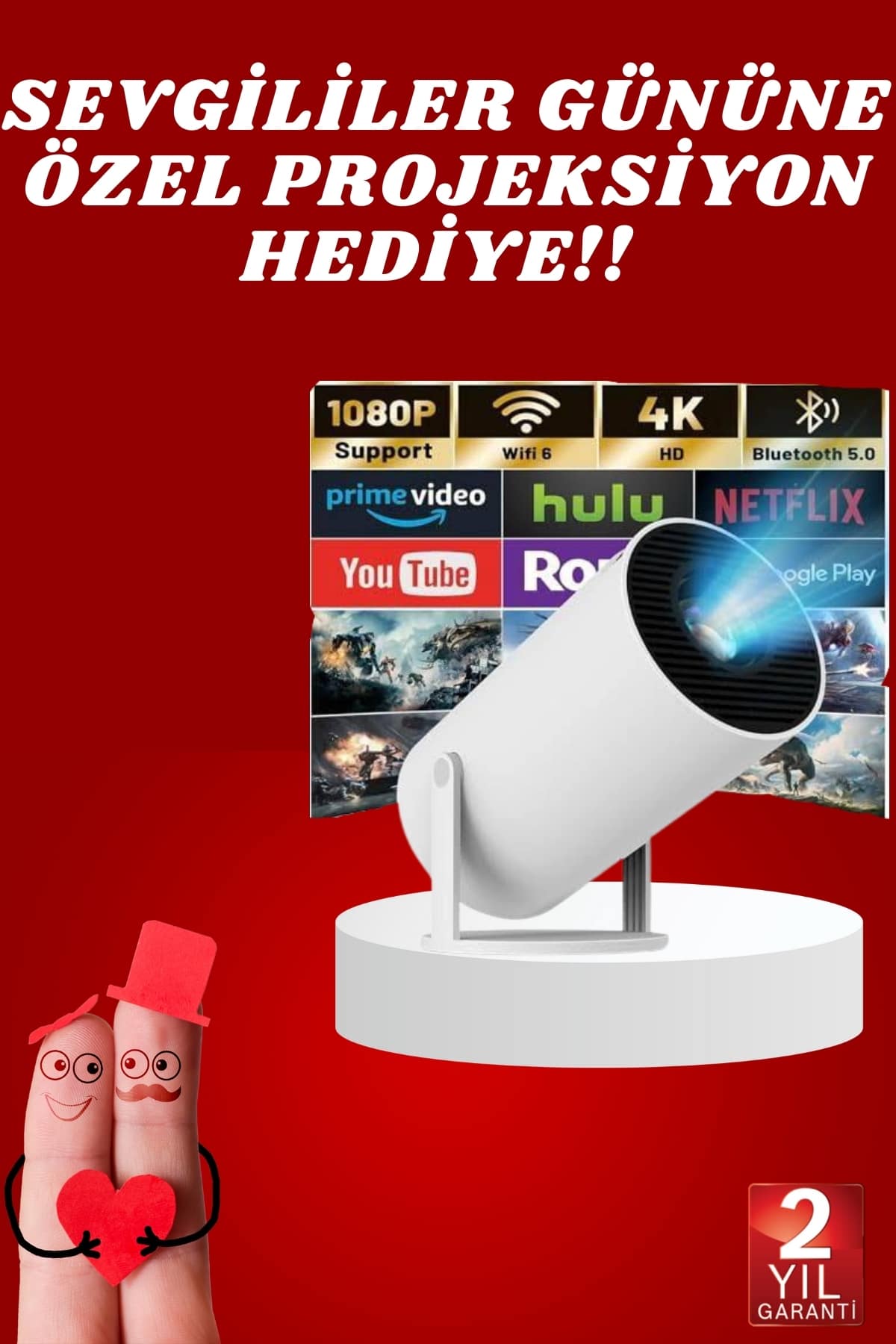 1-20 Sevgiliye Özel Hediye Ayaklı Sinema Projektörü Projeksiyon - Vipsepet - Görsel 1