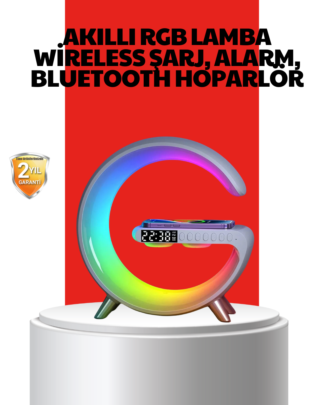 1-203 Kablosuz Şarjlı Atmosfer Lambası Bluetooth Hoparlör ve Akıllı Alarm Özellikli - Vipsepet - Görsel 1